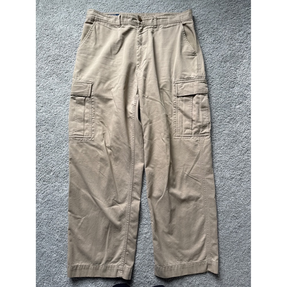 Polo Ralph Lauren Mens Khaki Herringbone Cotton Cargo Pants 36x30 Tan Utility